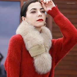 Scarves Natural Fur Scarf Women Winter Luxury Thickened Neck Warmer Female Black Fashion Neckerchief Scarvess