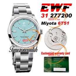 EWF 277200 31mm Miyota 6T51 Automatic Womens Watch Ice Blue Dial Stick Markers 904L Steel Case Bracelet Best Edition Same Serial Warranty Card Timezonewatch EW31A