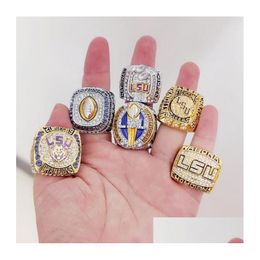 Cluster Rings Lsu 6Pcs 2003 - Tigers Nationals Team Champions Championship Ring Souvenir Men Fan Gift Wholesal Drop Delivery Jewellery Dhyyg