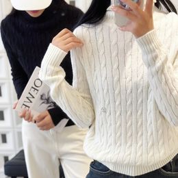 2023 Winter New Women 90% Wool+10% Cashmere Sweater Small Horse Embroidery Classic Slim Fit Knitted Turtleneck Ladies Pullover