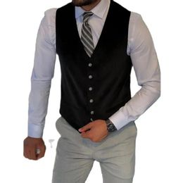 Vests Men's Suede Suit Vest Retro Western Denim Sleeveless Steampunk Waistcoat Slim Fit Black Vest