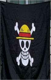 Shiping One Piece Straw Hat Skeleton Skull Flag Pirate Luffy Cosplay Accessory3952500