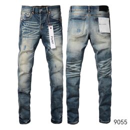 High-end Quality Purple Jeans Men's Jeans Designer Jeans Men's Black Pants Retro street casual sweatpants Jogging pants 9055