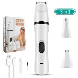 Files Pet Clipper 3 IN 1 Cordlress Pet Grooming Trimmer Dog Hair Trimmer Paw Nail Grinder Foot Toe Hair Cutting Machine Cutter for Cat