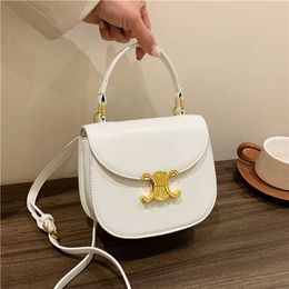 Year New Triumphal Arch Saddle Bag Handbag Women's Advanced Sense Lock Button Tofu Small Square One Shoulder Crossbody IAY8 Factory Online 70% sale