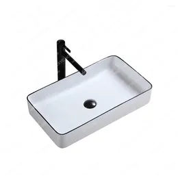 Bathroom Sink Faucets Table Basin Black Ceramic Single Rectangular Round Washbasin Balcony Mini Household