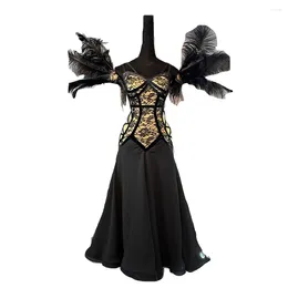 Stage Wear Dance Hall Modern National Standard Competition Clothing High End Customised Big Feather Samba Style Dress