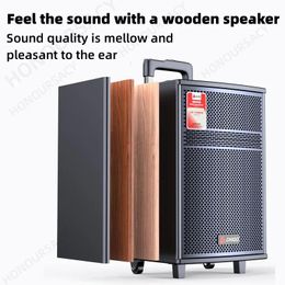 Speakers HiFi Quality HighPower Wooden Bluetooth Speaker Trolley Box Large Volume Home Theater Stereo Karaoke Powerful Subwoofer Boombox