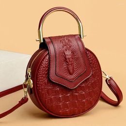 Evening Bags Luxury Designer Circle Crocodile Pattern Female Hand Brand Leather Ladies Handbags Purses Fashion Small Women Shoulder Bag