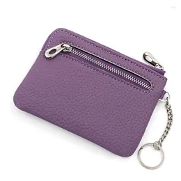 Wallets Retro Women With Chain Luxury Litchi Leather Short Card Wallet Multifunctional Female Coin Purse Mini Zipper