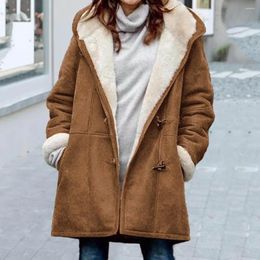 Women's Trench Coats Trendy Women Fuzzy Jacket Thicken Double Pockets Winter Loose Single Breasted Overcoat Outerwear Streetwear