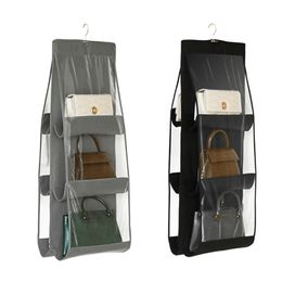 6/8 Pockets Transparent Bag Storage Hanger Handbag Hanging Purse Organizer Holder Wardrobe Closet Bedroom Foldable W0175