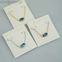 Designer Kendras scotts Neclace Jewellery Inks Oval Two Tone Blue Turquoise Short Necklace Neckchain Collar Chain