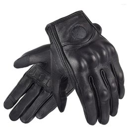 Cycling Gloves Pair Of Full Leather Motorcycle Waterproof Unisex Motorbike Riding Equipment Touch Screen Wear-resistant