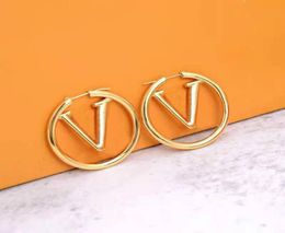 Fashion Designer Stud with box Womens Big Circle VOV Simple Gold Silver rose 925s Hypoallergenic Earrings 4mm Hoop Earrings for Wo6670247