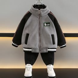 kids designer clothes boy baseball jacket winter fleece velvet Jackets children coat