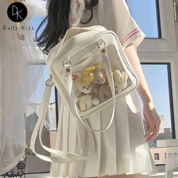 Bags Japanses Itabag Square Backpack 3 Ways Women PU Leather Back Pack Woman Kawaii School Bags Girls Cute Clear Ita Bag CuteShopping