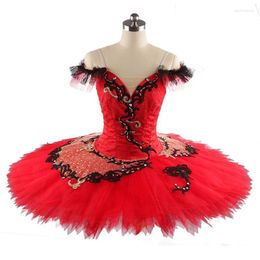 Stage Wear Professional Fashion Custom Size 12 Layers Performance Competition Adult Girls Red Ballet Dance Tutu