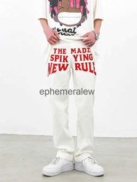 Herren Jeans Y2k Weiße Jeans Männer Hosen Straße Hip Hop Hosen Denim Neue Harajuku Mode Lässig Punk Gedruckt Gerade Lose Hosen Streetwearephemeralew