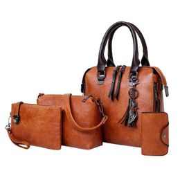 4Pcs Women Vintage Set Tote Handbag Shoulder Bag Messenger Blosa Day Clutch Four Pieces Crossbody Duffel Bags231V