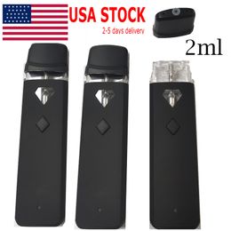 USA STOCK 2ml Vape Pen Pods Empty Disposable E-cigarette Buttons Preheating Pens Vaporizers Ceramic Coil Thick Oil Snap in Carts Preheat Rechargeable 320mah Battery