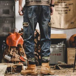 Men's Jeans New Spring Autumn Vintage Big Pocket Male Fashion Denim Work Wear Cargo Casual Korean Hip-hop Baggy Jeans Men Overalls TrousersL240120