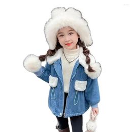 Jackets Girls Denim Jacket Cartoon Pattern Girl Coats Kids Winter Children Coat Casual Style Children's Clothes For