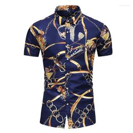 Men's Casual Shirts Fashion Personality Print Shirt Summer Plus Size Short Sleeve Male Beach Hawaiian Nightclub 7XL