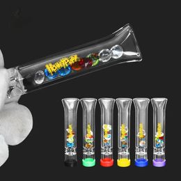 New Arrival Glass Cigarette Pipe With Lid 2.8*0.31 Inches Glass One Hitter Pipe Colorful Diamond Filter Tip Tobacco Smoking Pipe LL