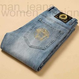 Men's Jeans designer Step into special men's jeans, small feet, slim fitting cotton, new summer international brand Medusa W7QL