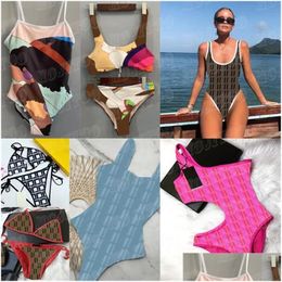 Womens Plus Size Swimwear Fashion Y Girls Bathing Suit Summer Swimsuit Beach Bikinis Set Letter Pattern Women Bodysuit Swim Clothing D Dhbny