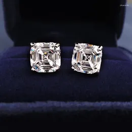 Stud Earrings High Carbon Diamond 925 Pure Silver Female Simulation Emerald Cutting Princess Fang Xiaoqiao Wedding Jewelry