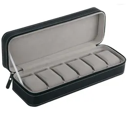 Watch Boxes Dust Proof Multi-Functional PU Leather Display Box Zipper Storage Case Container