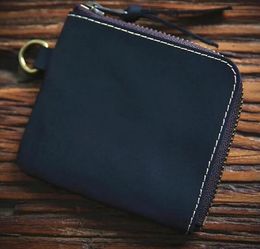 Genuine Leather Wallet For Men Vintage Short Mini Wallet Mens Zipper Purse Card Holder With Coin Pocket Wallet