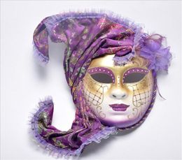 Halloween Cosplay Masquerade Mask Venice Antique Painted With Flower Shawl Full Face Party Performance Female Mask4916852