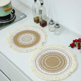 Table Mats Nordic Placemats Jute Insulating Tassels Woven Decorative Mat Coffee Decor Placemat Linen Cup