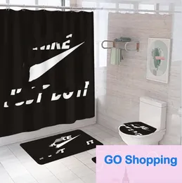 4 Piece Set Shower Curtain For Home Bathroom Carpet Non Slip Bath Curtains Mats Soft Absorbent Toilet Seat Covers Wholesale