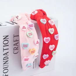 2024 Valentine's Day fashion red pink solid Colour knot wide edge candy Colour headband cross-border hot 240119