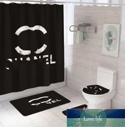 Wholesale Luxury 4 Pcs set Bathroom Shower Curtain Set Waterproof Printing Ground Mat Cover Toilet Seat Covers Home Decor