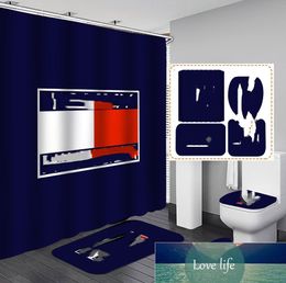 Top Quality Europe Bath Mat Set Shower Curtain for Bathroom Cover Toilet Seat Anti Slip Soft Carpet for Bathroom 4pcs Bath