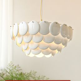 New Design Modern White Ceramics Chandelier Lighting Home Decor Glass Pendant Light for Dining Room Bedroom Led Light Fixtures