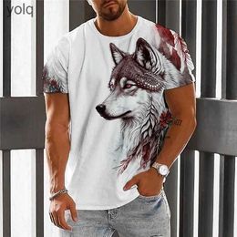 Men's T-Shirts T shirt For Men Wolf Graphics Animal 3D Print Round Neck Short Retro Sleeve Leisure Fashion Trending Products Streetwear Topsyolq