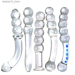 Other Health Beauty Items Pyrex Glass Anal Beads Butt Plug Big Ball Large Crystal Dildo Penis Artificial Dick Gay Masturbate Adult Toy For Women Q240119