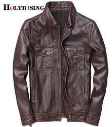 Men Cowhide leather veste cuir homme mens 100 genuine leather jackets biker vintage quality coat blouson cuir homme 19023 LJ2010292097228