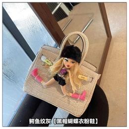 A Birkns Classic bag New internet 2024 celebrity crocodile patterned parody Kim Kardashian Betsy doll carrying shoulder DR9X