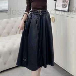 Designer Skirts High Quality Triangle Length Leather Skirt Fashion Waist Belt Big UYNU