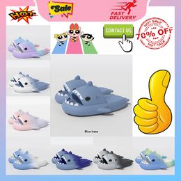 Designer Casual Platform shark Slides Slippers Men Woman anti rainbow fashion slip wear-resistant Light weight breathable Low cut super Flat Slipper