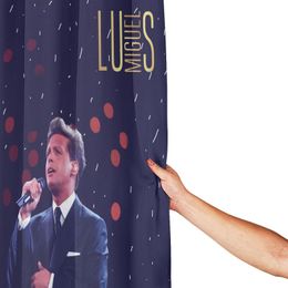 Bathroom shower curtain with Luis-Miguel Singing in comfortable private space under Mexican sunlight