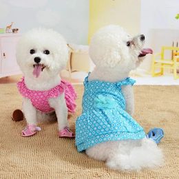 Dog Apparel Cat Lace Princess Dress Pet Clothes Spring Small Skirt Summer Thin Section Romantic Wave Point Gauze Accessories