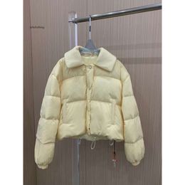 miui miui puffer jacket Small Creamy Yellow Miu Short Thick Bread Jacket, Sweet and Age Reducing Korean Versatile Warm Down Jacket